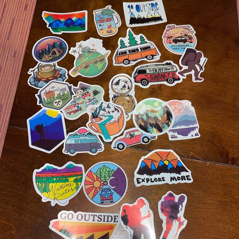 Stickers Lot of 25 VW Camping Hiking Travel Water Bottle Assortment